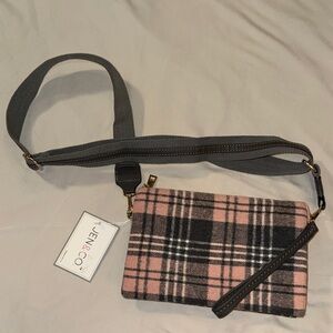 Jen & Co. Pink and Grey Plaid Crossbody Bag